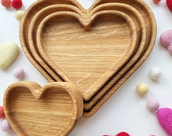 Valentines day gift, wooden heart shaped trays, sensory sorting tray, jewelry tray, table decor wedding centerpiece, ring dish, snack plate