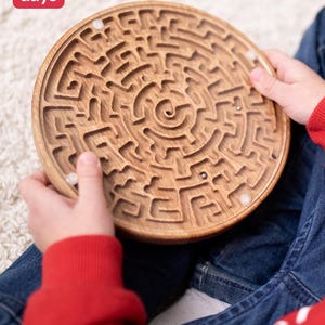 Double-sided Wooden Labyrinth Maze Game Educational Toys Gift for him for her Gift for Dad for Mom for kids child toddler Marble Game Toy