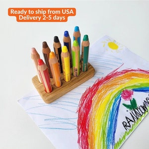 Pencil holder for Stabilo Woody 3 in 1 pencils crayon holder child gift for kids desk organizer Montessori Waldorf homeschool art supplies