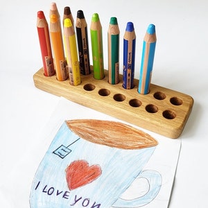 Pencil holder for Stabilo woody pencils stiftehalter wooden crayon holder gift for child desk organizer Montessori homeschool art supplies