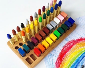 Stockmar crayon holder for 24 blocks and 24 sticks rectangular WITHOUT CRAYONS desk organizer child gift for kids homeschool Waldorf art