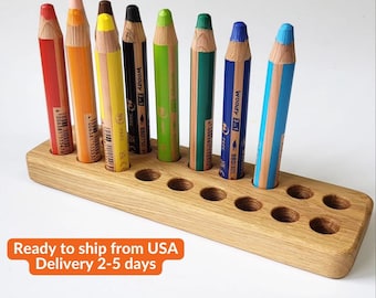 Stabilo pencil holder for 18 pencils wooden holder Stabilo Woody case 3 In 1 Pencils Montessori homeschool art supplies child gift for kids