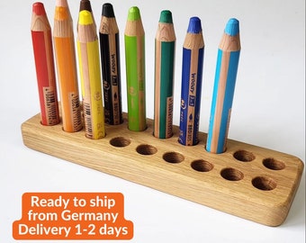 Pencil holder for Stabilo woody pencils wooden stiftehalter gift for kids desk organization Montessori crayon organizer homeschool supplies