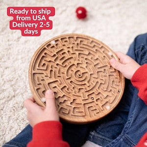 Wooden Labyrinth Maze Toys Game Educational Toys Gift for him for her for Dad for Mom for kids child toddler Marble Game balance board games