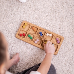 Montessori Wooden Tray Sensory bin Sensory tray Wood Tray with dividers Tinker Tray Sorting Partition Box Tray Sorting Box Activity Supplies