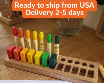 Waldorf Crayon Holder for Stockmar 12 Blocks & 12 Sticks Wooden Crayon Organizer Montessori Desk School Gift for Kids CRAYONS NOT INCLUDED