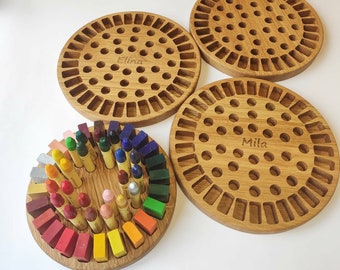 Waldorf Stockmar Buntstifthalter für Stäbchen und Blöcke, hölzerner Bienenwachs-Buntstifthalter, Geschenk für Kinder, Schreibtischorganisation, Homeschooling, OHNE BUNTSTIFTE