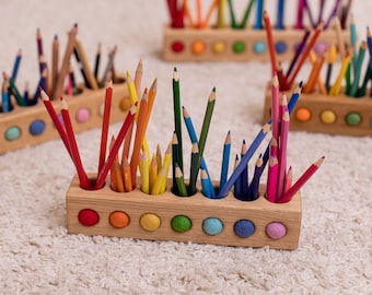Pencil holder Montessori stiftehalter toddler gift wood desk organizer decor personalized birthday child gifts for kids art supplies teacher