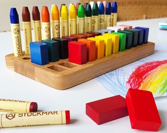 Stockmar crayon holder for 24 blocks and 24 sticks rectangular WITHOUT CRAYONS desk organizer child gift for kids homeschool Waldorf art