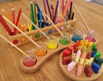 Gift box for young artists paint jar crayon holders personalized kids activities homeschool teacher unique waldorf art supplies for ages 4+