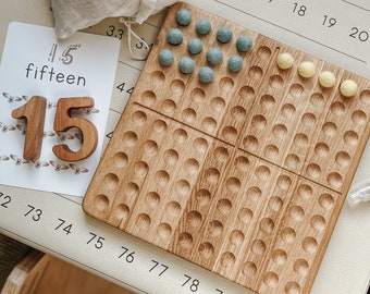 Montessori hundred board math manipulative unique gift for kid learning numbers counting homeschool preschool hundred frame toddler activity