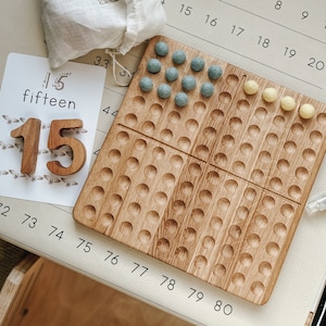 Montessori hundred board math manipulative unique gift for kid learning numbers counting homeschool preschool hundred frame toddler activity