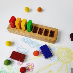 Crayon holder for Stockmar blocks, waldorf crayon holder, gift for kids, desk organization, wooden holder without crayons, waldorf school