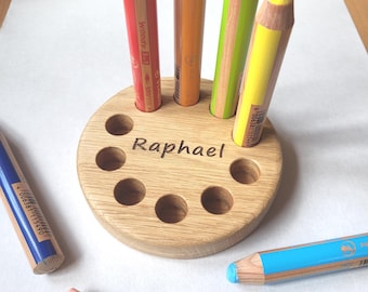 Stabilo Woody Pencil Holder Wooden Crayon Organizer Montessori Art Supply Desk Organizer Homeschool Birthday Kids Gift Drawing Organization