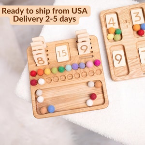 Montessori Math counting board with number cards 1-20 Educational toy learning Math toy manipulatives Homeschool Early childhood Preschool