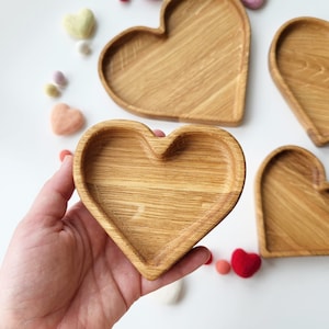 Wooden jewelry tray heart shaped trays sensory sorting decorative tray table decor wedding centerpiece ring dish snack plate birthday gift