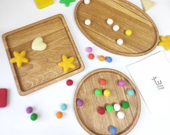 Montessori sorting tray Wooden Tray Catch All Tray Tinker Tray Loose Parts Open Ended Play Sensory Organizing Storage Serving Decor Table