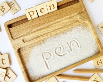 Montessori writing Sand tray+English lowercase letters card Waldorf Alphabet prewriting wooden homeschooling writing board sand therapy kit
