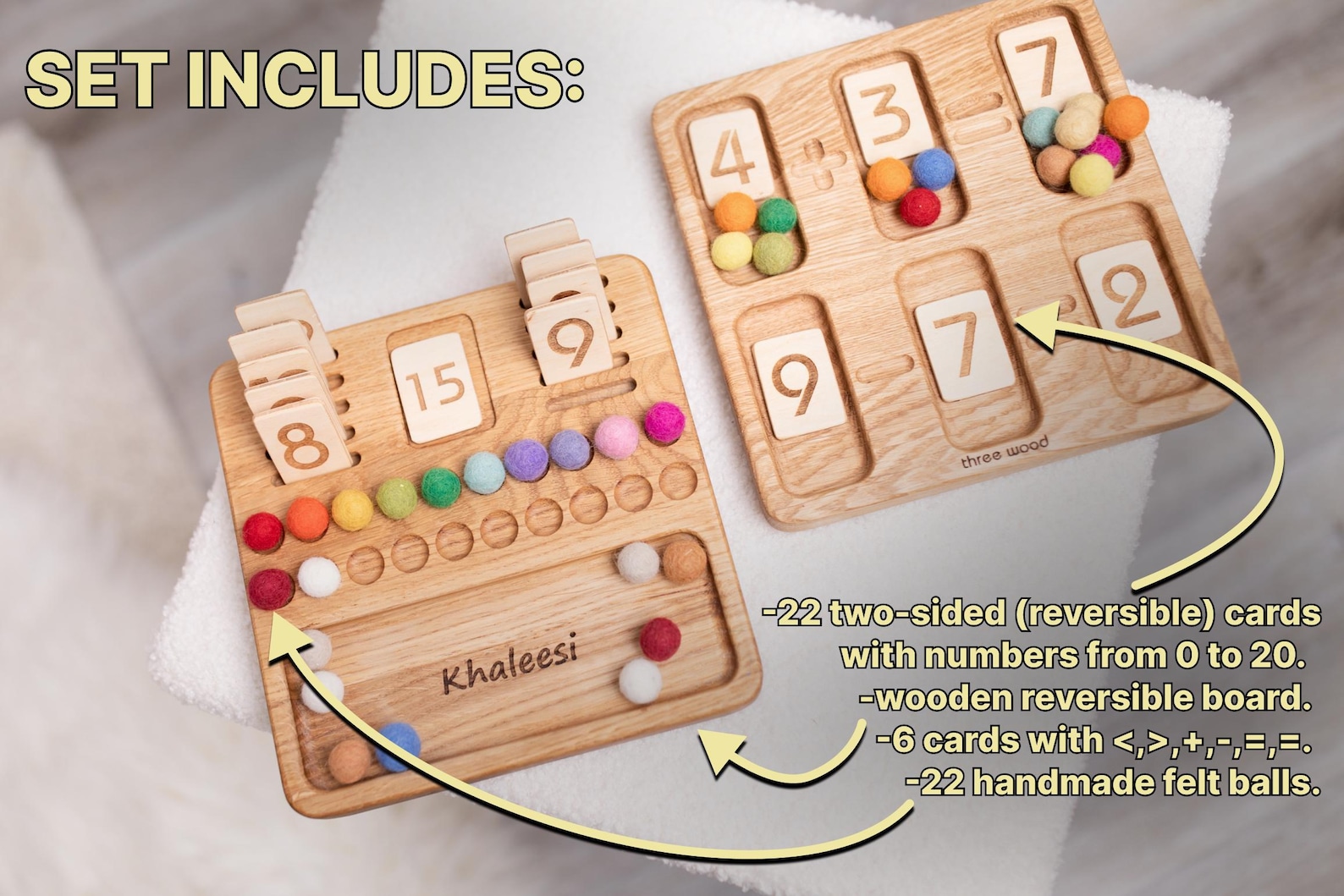 Montessori Math Reversible Board With Number Cards 0-20 Preschool ...