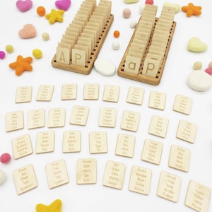 Montessori Deutsch Buchstaben Karten mit Halter, Geburtstagsgeschenk für Kinder Alphabet Spielzeug Schulbedarf Kindergeschenk Handarbeit Geschenk Deutsch lernen
