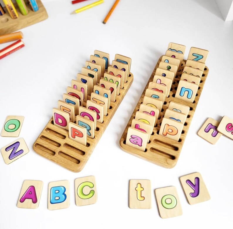 Montessori Colored English Cards With Holder Lowercase Uppercase ...