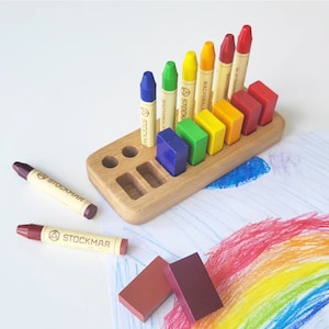 Waldorf crayon holder for Stockmar 8 blocks and 8 sticks rectangular shape desk organizer gift kids teacher Waldorf kindergarten school