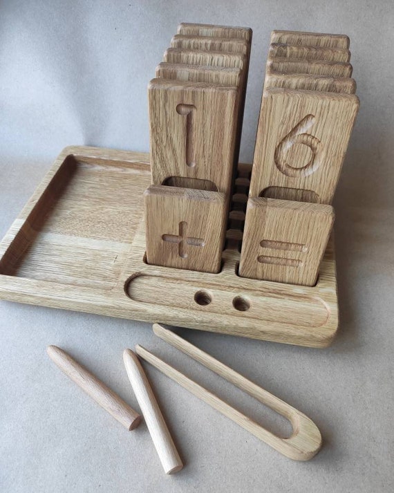 wooden counting tray Counting trays Montessori toy