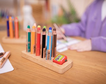 Pencil holder Stabilo woody 3in1 pencils with sharpener desk organizer Woody pencils classroom art supplies homeschool Waldorf kindergarten