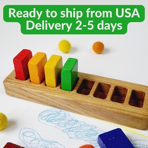 Waldorf crayon holder for Stockmar 8 blocks rectangular shape desk organizer birthday gift for kids kindergarten homeschool preschool