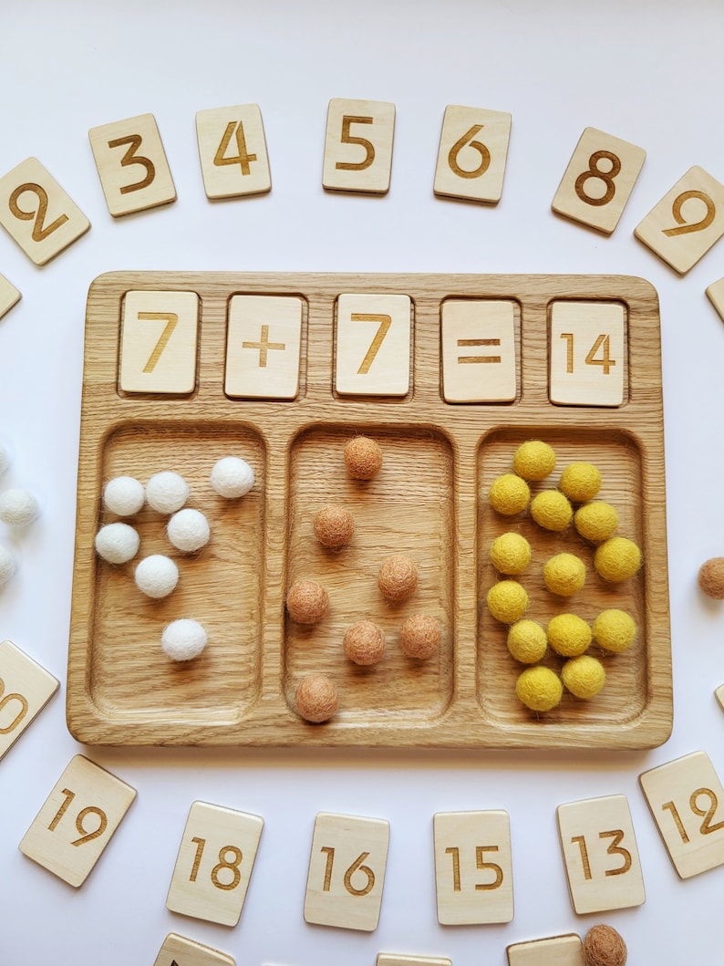Montessori Math Board Count With Trays and Numbers Cards Waldorf Gift ...