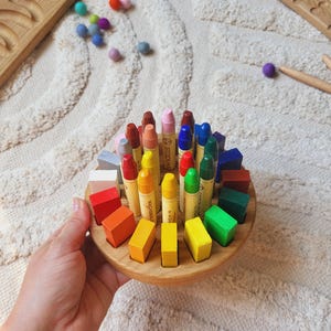 Stockmar crayon holder for sticks blocks Waldorf crayon holder gift for kids desk organizer wooden stiftehalter homeschool WITHOUT CRAYONS image 10