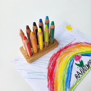 Pencil holder for Stabilo woody pencils wooden stiftehalter gift for kids desk organization Montessori crayon organizer homeschool supplies image 7