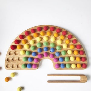 Regenbogen Farben Filz Pom-Poms Geschenk für Kinder Kinderzimmer Dekor Regenbogenfarben Filzpom-Poms Feinmotorik Geschenk für Kinder