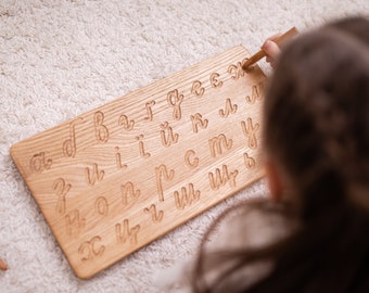 Ukrainian cursive alphabet tracing board Montessori educational materials homeschool preschool gift for kids teachers Handwriting Practice