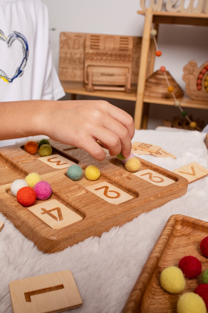 Montessori Math Reversible Board With Number Cards 1-20 Preschool ...
