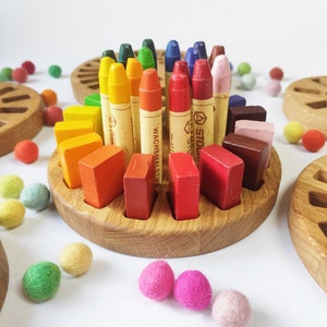 Waldorf crayon holder for Stockmar 16 blocks 16 sticks round desk organizer gift kid child teacher school supplies kindergarten stiftehalter