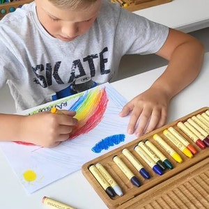 Crayon case for 32 sticks Stockmar crayon holder art education birthday gift for kids pencil case box wooden holder without crayons
