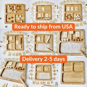 Montessori Sortierfach Zahl Buchstaben Kärtchen Farbsortierung Zusammenstellung der Zahlen addieren subtrahieren Zahlen vergleichen lernen Schule