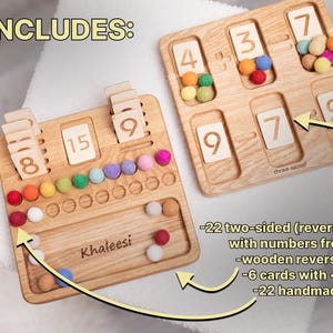 Montessori Math Counting Board With Number Cards 0-20 Educational Toy ...