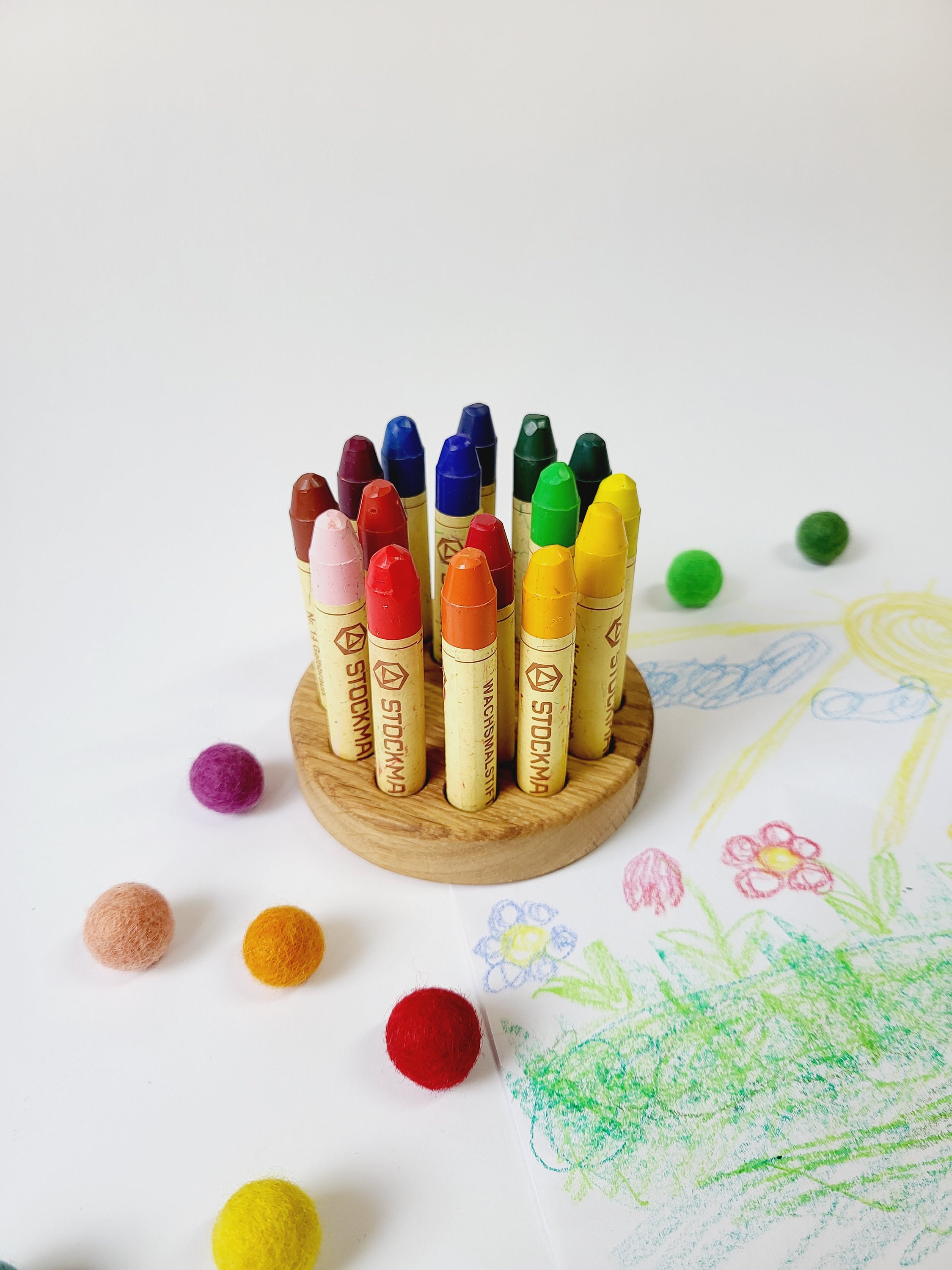 Wooden Beeswax Crayon Holder