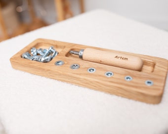 Montessori Screw Board Educational Toy for Fine Motor Skills Birthday Personalized Gift for Kids Sensory Tool for Toddler Preschool Learning