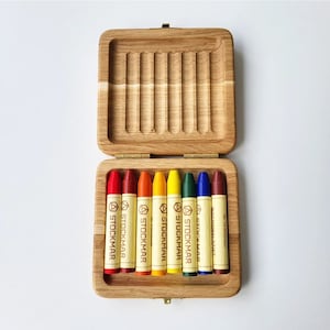 Stockmar crayon holder case for 8 sticks Waldorf crayon holder gift for kids pencil case box wooden holder without crayons