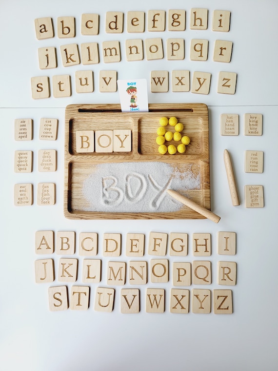 Read Create Write Wooden Sand Tray Montessori Material Learning to Write  Gift for Kids Educational Board Learning Letters Waldorf Preschool 