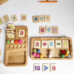 Montessori math toy for kids Educational toy learning Math manipulate Homeschool Counting activities preschool gift Waldorf Addition board