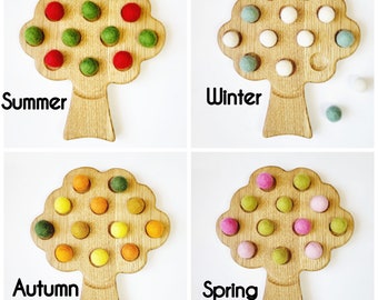 Montessori materials, wooden tree for fine motor skills activities, homeschool learning resource, gift for kids For ages 4+