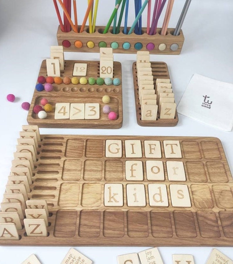Gift Box for Kid Set of Reversible Math Board With Cards 0-20 Alphabet ...