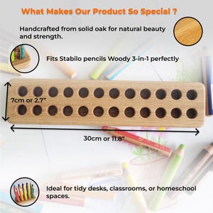 Pencil holder for Stabilo woody pencils wooden stiftehalter gift for kids desk organization Montessori crayon organizer homeschool supplies image 5
