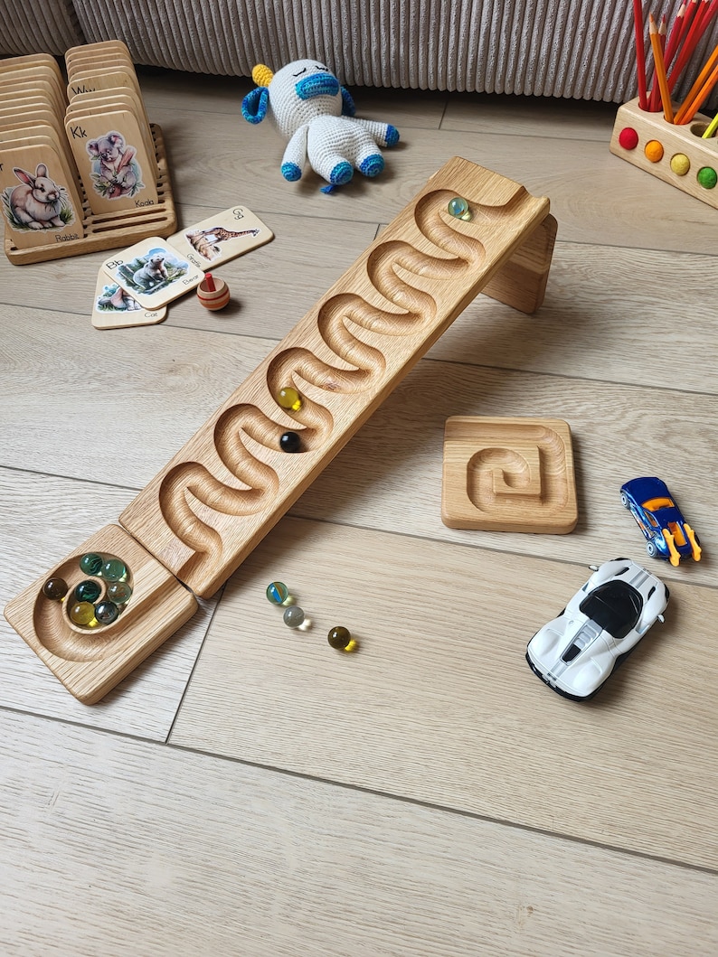 Marble run track WAVES marble race machine marble roller run board winding track set ball run toys for child marble maze gift for kids image 1