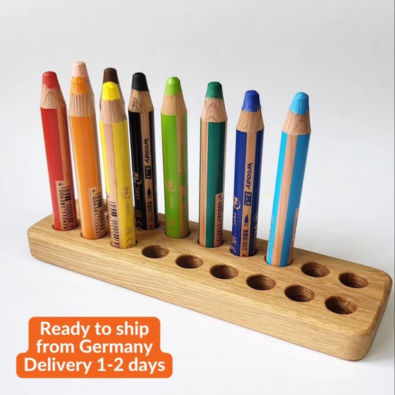 Pencil Holder for Stabilo Pencils Wooden Crayon Holder Gift for Kids Desk  Organization Montessori Crayon Organizer Homeschool Art Supplies 