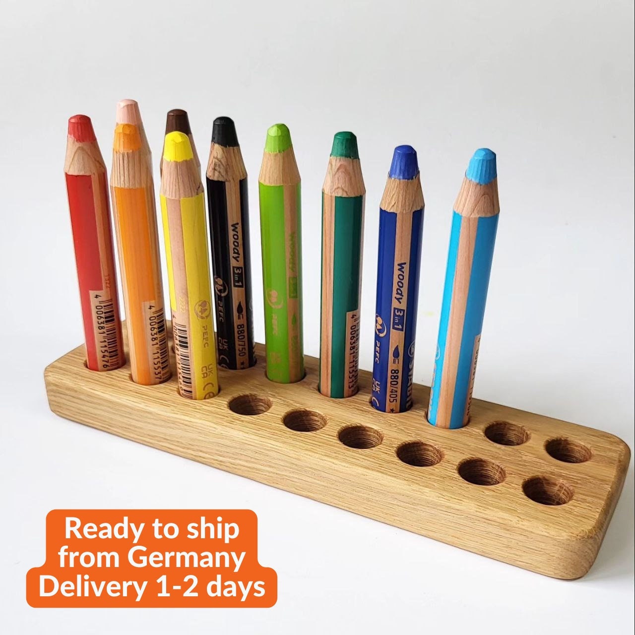 LARGE Montessori Wood Pencil Holder, Crayon Holder, Adult Coloring